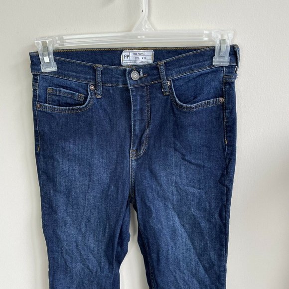 Free People Women's Size 28 Dark Wash Distressed High Rise Skinny Jeans Stretch - Picture 7 of 7